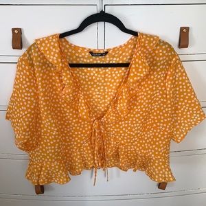 Shein yellow ruffle top